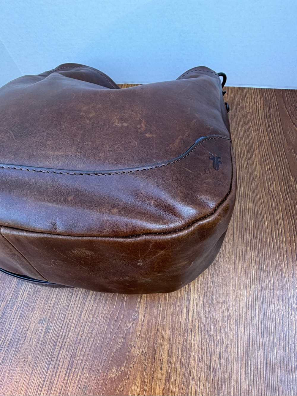 Frye Melissa Leather Convertible Hobo Crossbody Shoulder Bag Brown - Picture 14 of 16